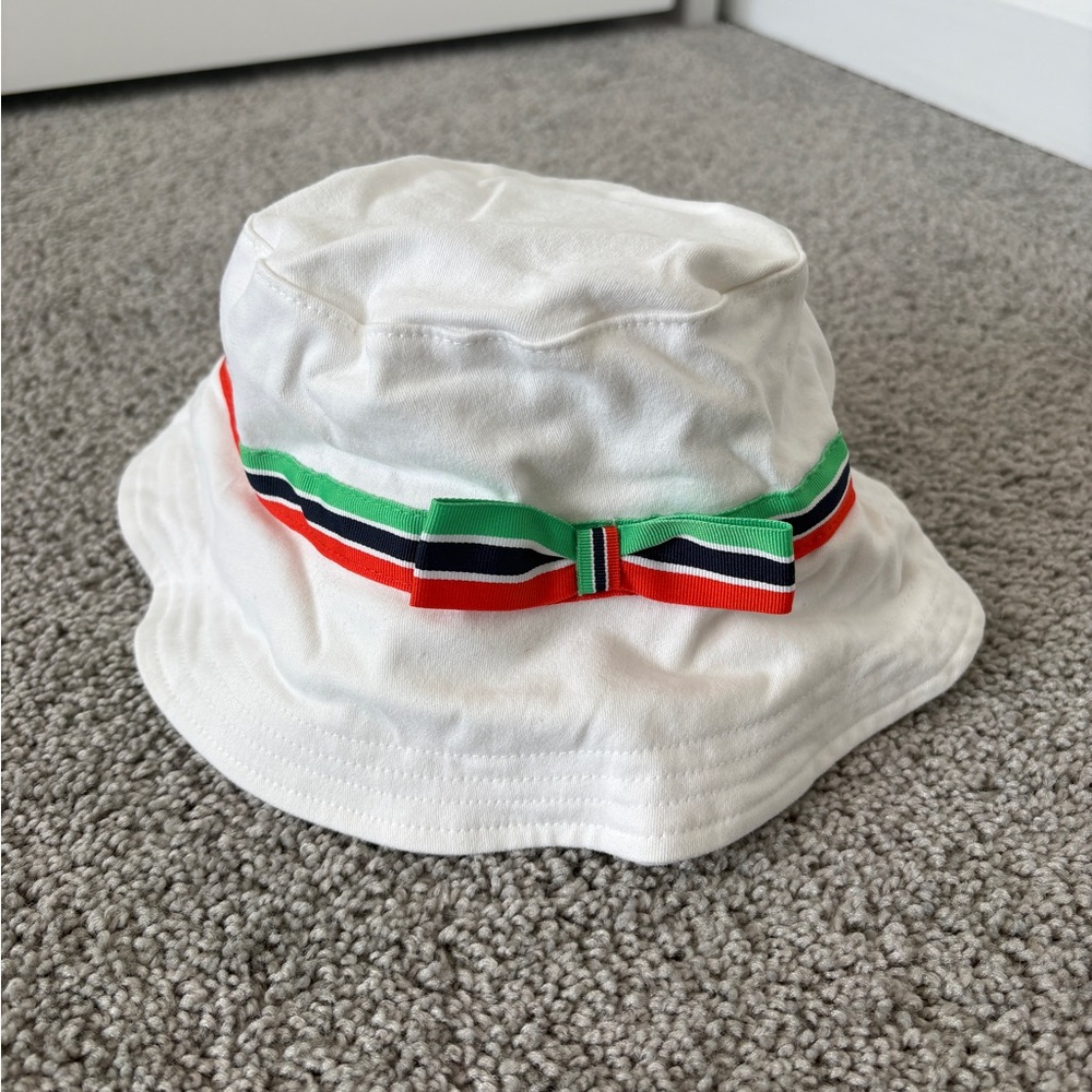 Janie and Jack Toddler Girl White Bucket Sun Hat 12-24 months
